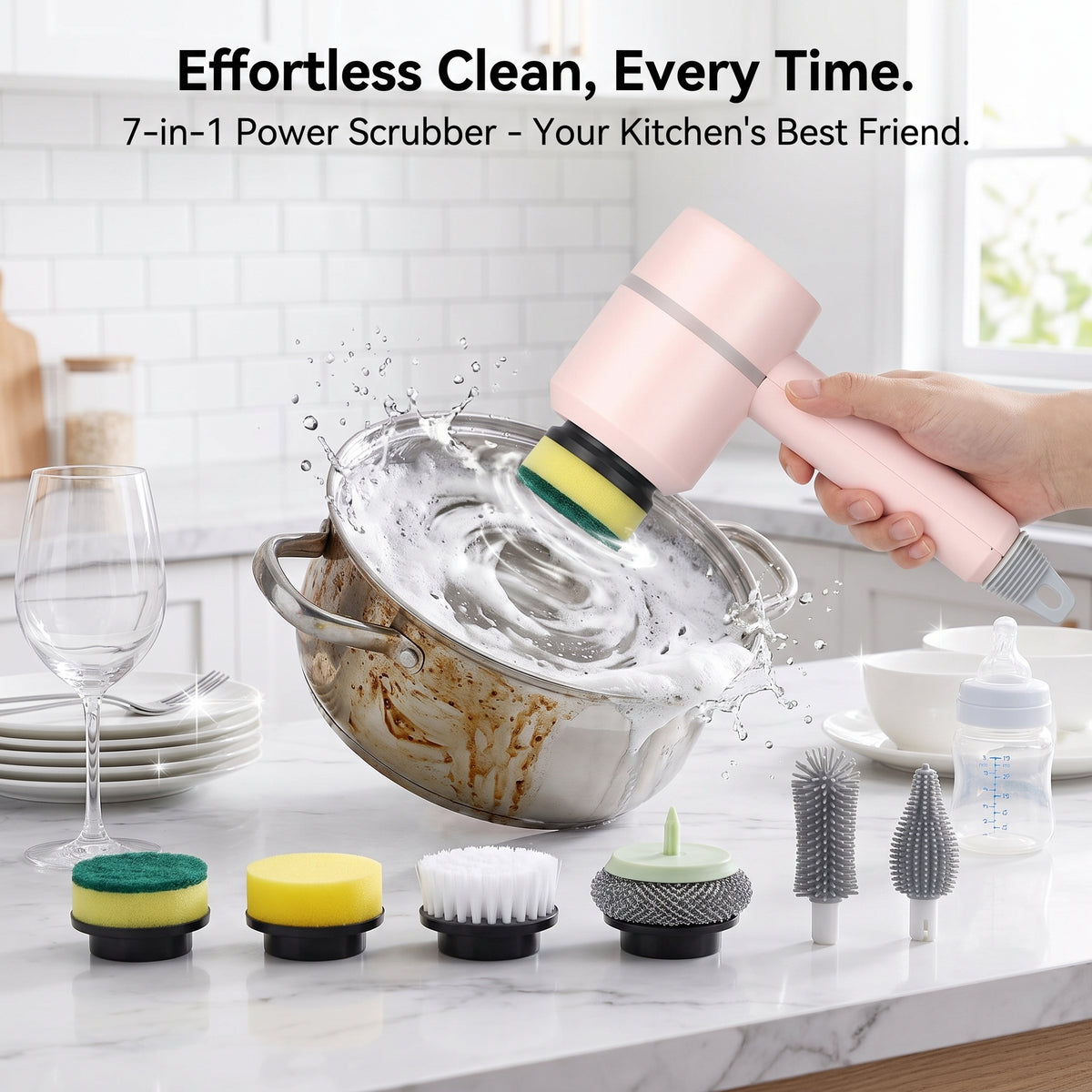 Electric Cleaning Brush Dishwashing Brush Automatic Wireless USB Rechargeable Professional Kitchen Bathtub Tile Cleaning Brushes