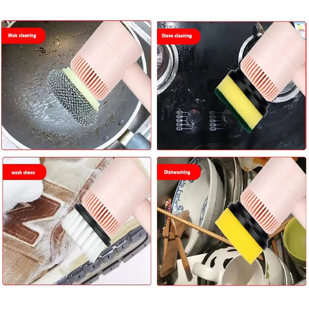 USB Rechargeable Electric Cleaning Brush With 3 Heads