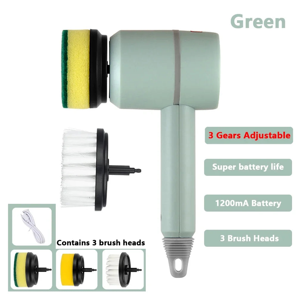 USB Rechargeable Electric Cleaning Brush With 3 Heads