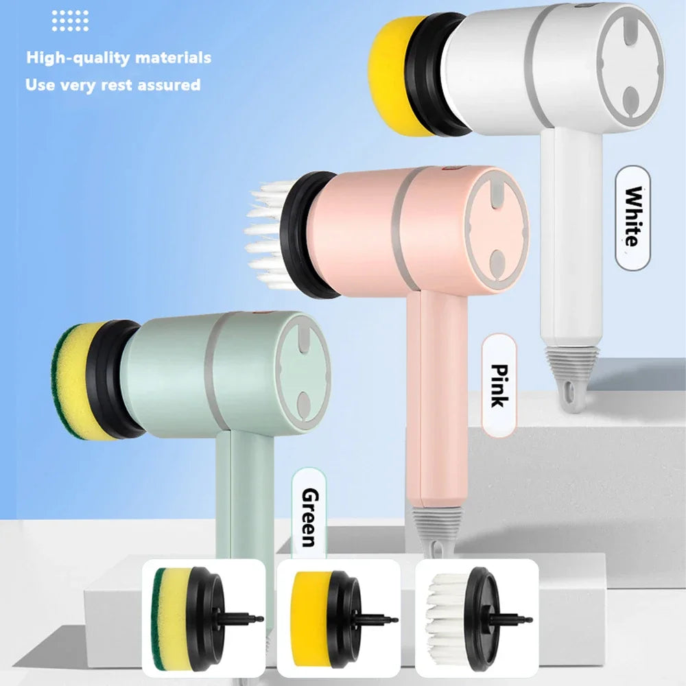 USB Rechargeable Electric Cleaning Brush With 3 Heads